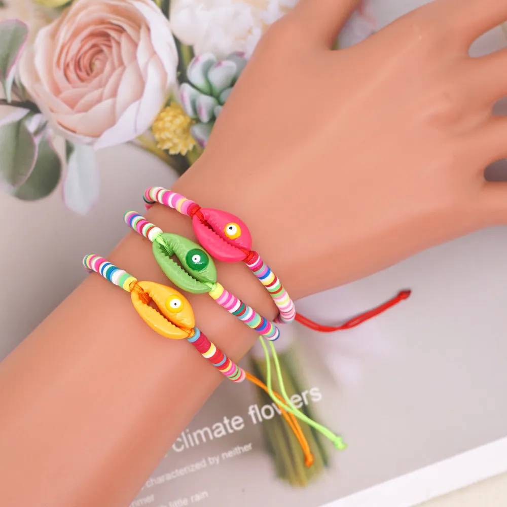 Wholesale 4mm colored polymer clay natural shell drop oil eye Bracelet