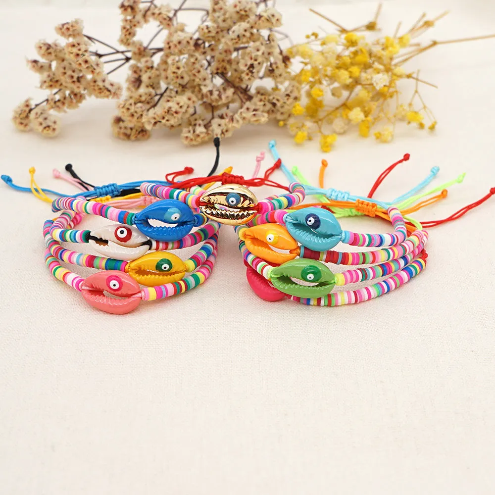 Wholesale 4mm colored polymer clay natural shell drop oil eye Bracelet