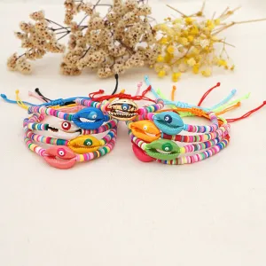 Wholesale 4mm colored polymer clay natural shell drop oil eye Bracelet