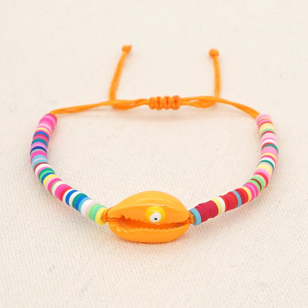 Wholesale 4mm colored polymer clay natural shell drop oil eye Bracelet
