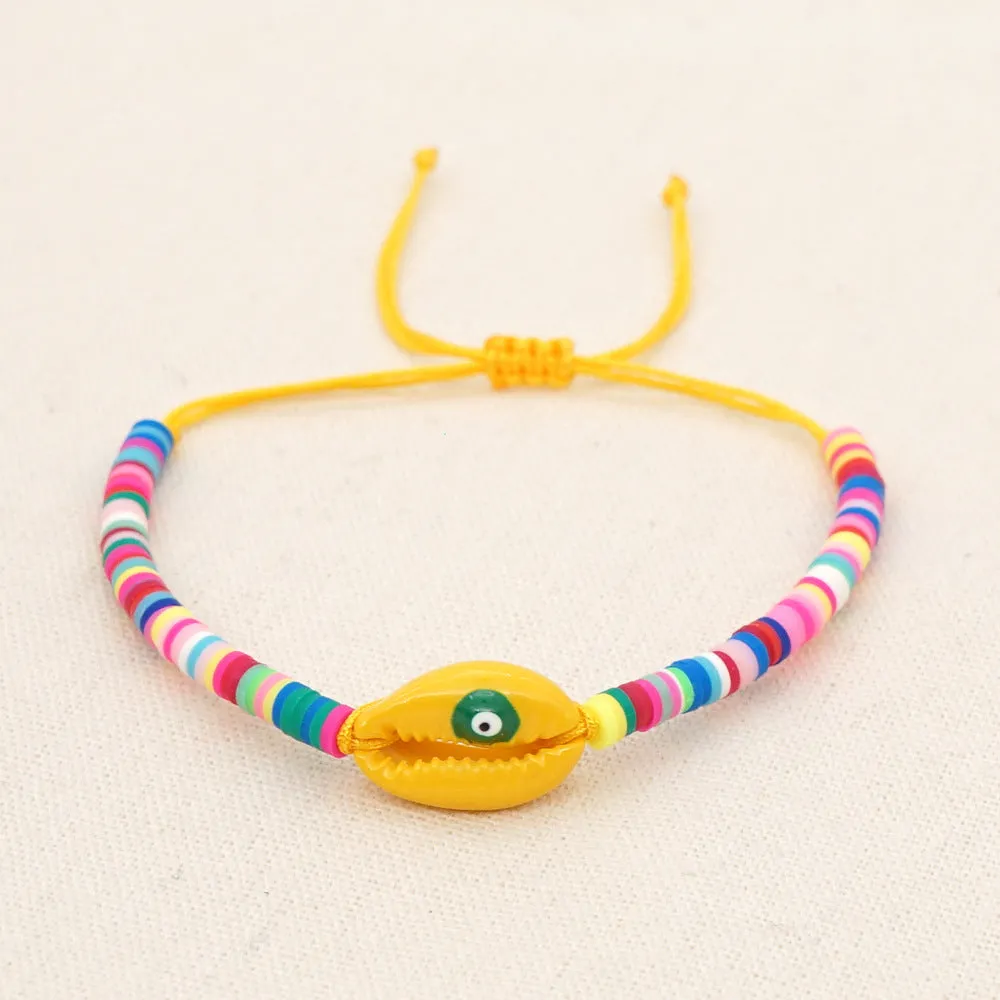 Wholesale 4mm colored polymer clay natural shell drop oil eye Bracelet