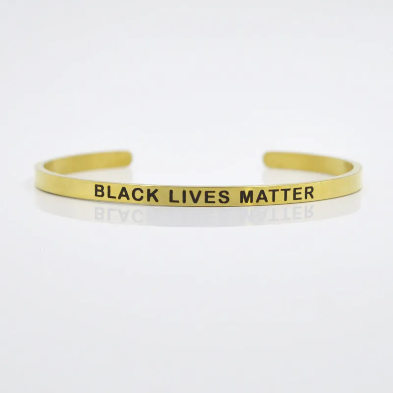 Wholesale 4mm Gold Stainless Steel Lettering Titanium Steel C Shape BREATHE DREAM FEARLESS Bracelet