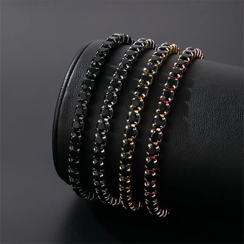 Wholesale 4mm Round Zircon Single Row Full Diamond Adjustable Bracelet