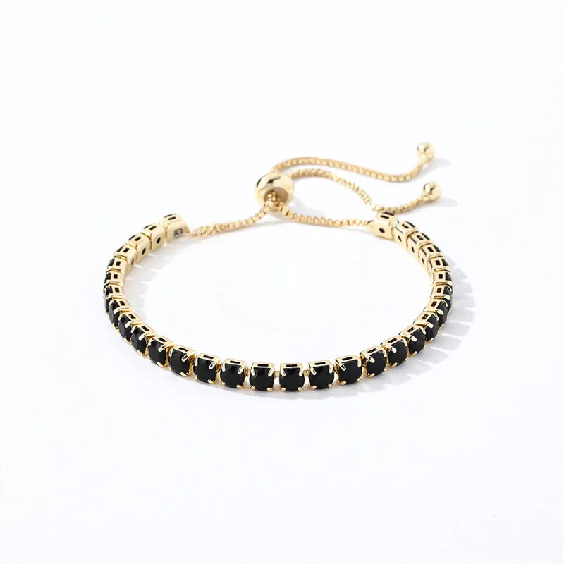 Wholesale 4mm Round Zircon Single Row Full Diamond Adjustable Bracelet