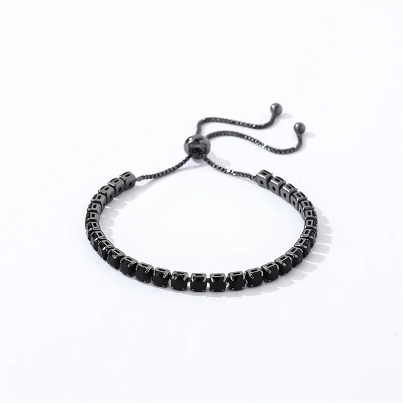 Wholesale 4mm Round Zircon Single Row Full Diamond Adjustable Bracelet