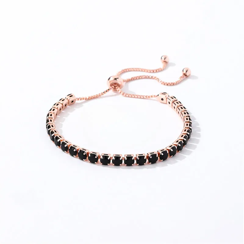 Wholesale 4mm Round Zircon Single Row Full Diamond Adjustable Bracelet