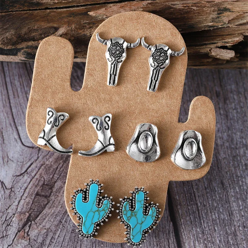 Wholesale 4pcs/pack  Cool Cow Boots, Hat Stud Earrings