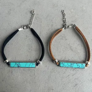 Wholesale 60pcs/pack Western Cowboy Retro Leather Turquoise Bracelet