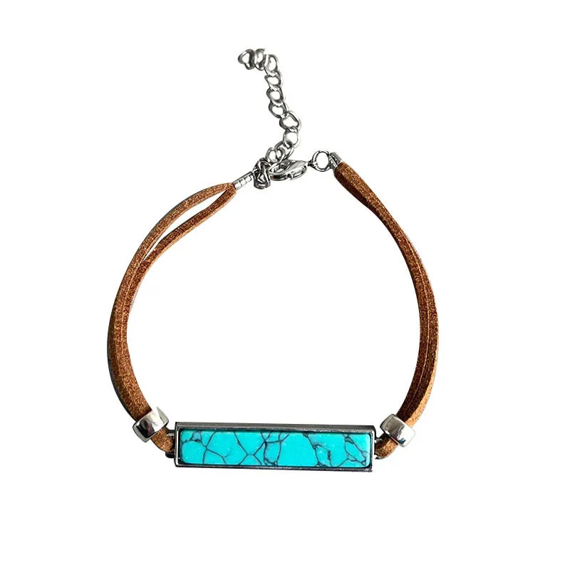 Wholesale 60pcs/pack Western Cowboy Retro Leather Turquoise Bracelet