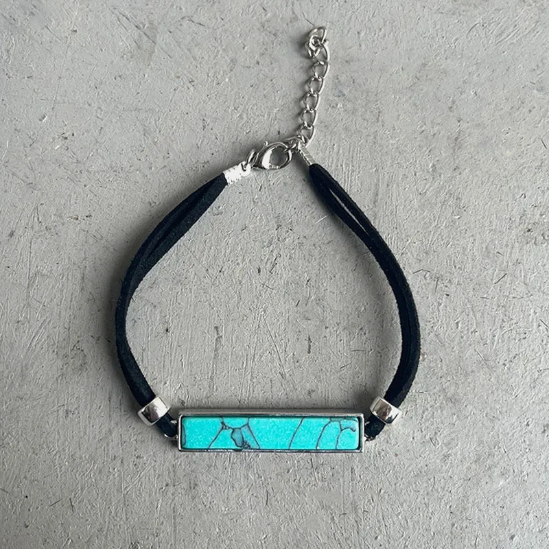 Wholesale 60pcs/pack Western Cowboy Retro Leather Turquoise Bracelet