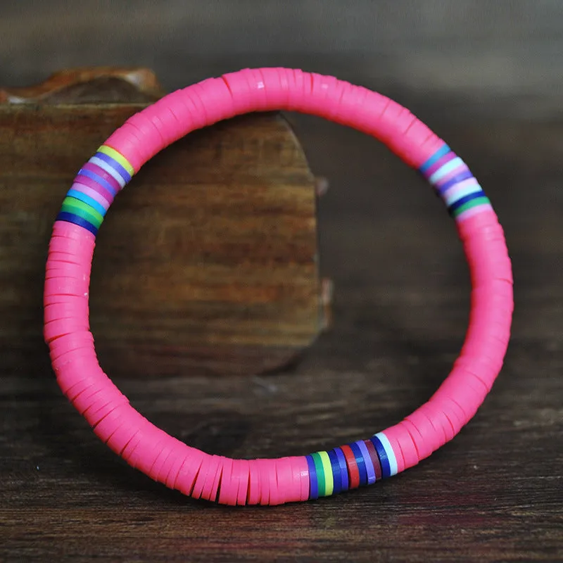 Wholesale 6mm Colored Soft Pottery Elastic Cord Bracelet