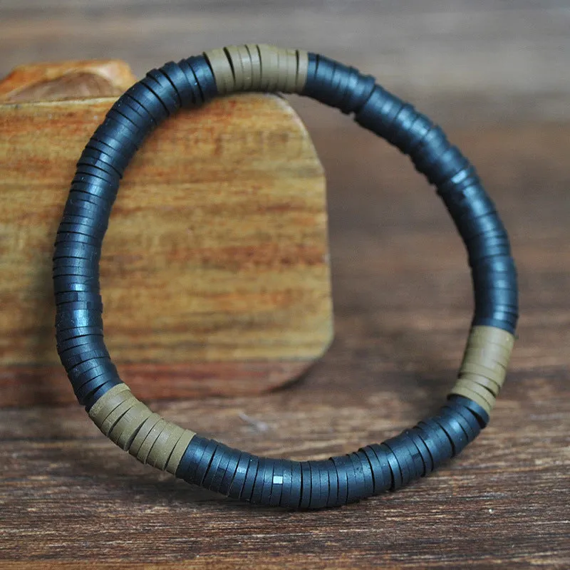 Wholesale 6mm Colored Soft Pottery Elastic Cord Bracelet
