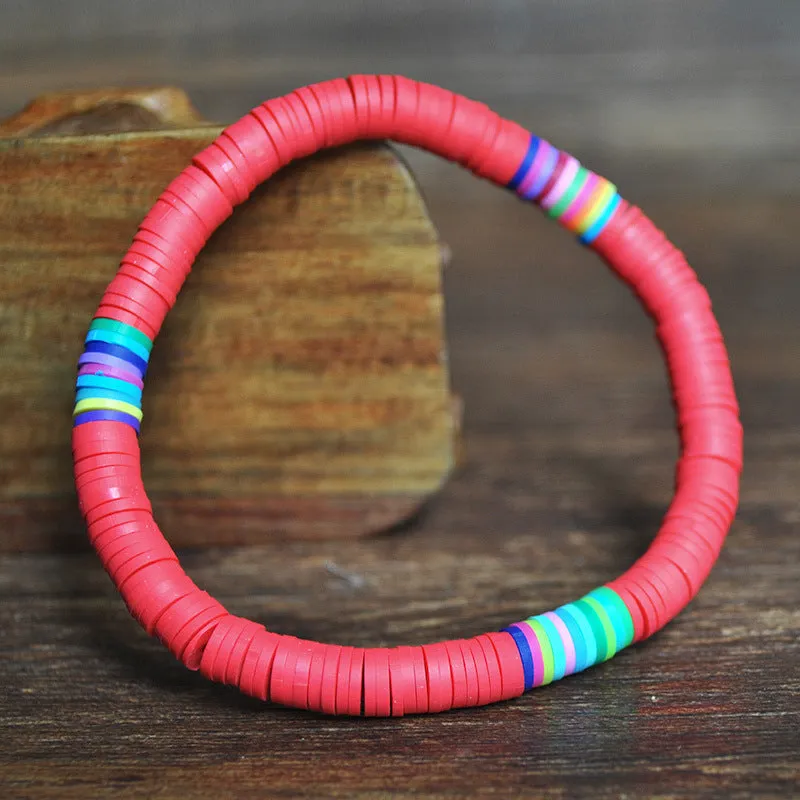 Wholesale 6mm Colored Soft Pottery Elastic Cord Bracelet