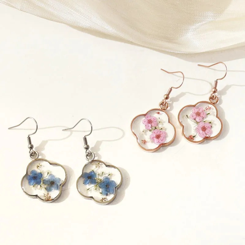 Wholesale 6pcs Pink Rose Gold Real Dried Flower Earrings