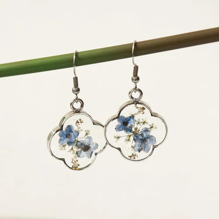 Wholesale 6pcs Pink Rose Gold Real Dried Flower Earrings