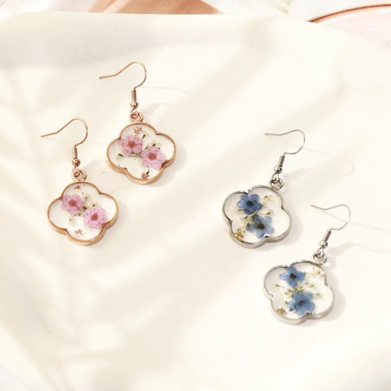 Wholesale 6pcs Pink Rose Gold Real Dried Flower Earrings