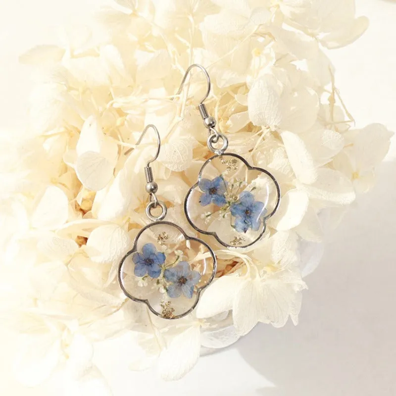 Wholesale 6pcs Pink Rose Gold Real Dried Flower Earrings