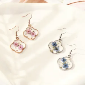 Wholesale 6pcs Pink Rose Gold Real Dried Flower Earrings