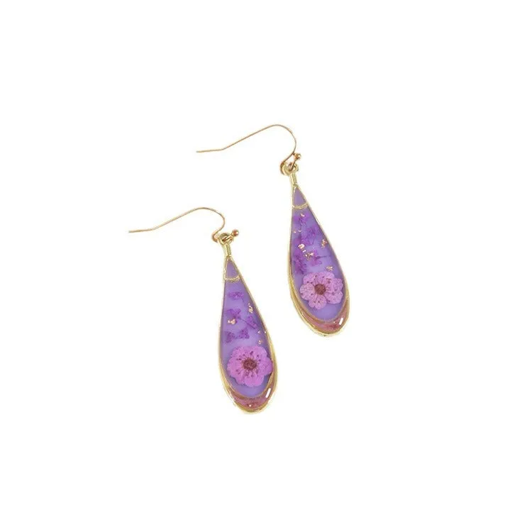 Wholesale 6pcs/pack Herbarium Resin Colorful Dried Flower Earrings