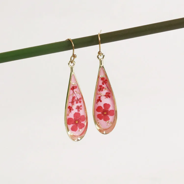 Wholesale 6pcs/pack Herbarium Resin Colorful Dried Flower Earrings