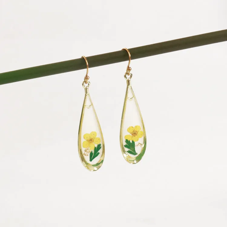Wholesale 6pcs/pack Herbarium Resin Colorful Dried Flower Earrings