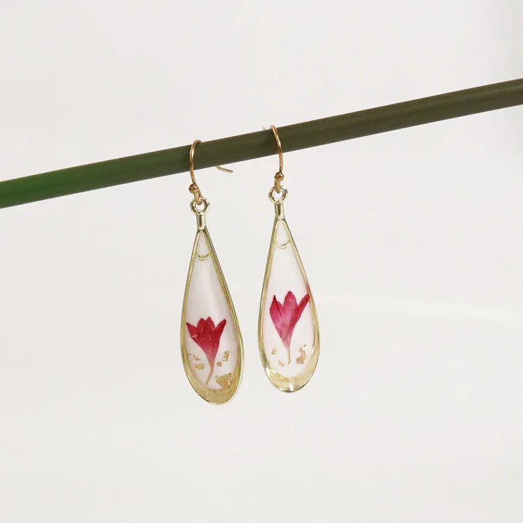 Wholesale 6pcs/pack Herbarium Resin Colorful Dried Flower Earrings