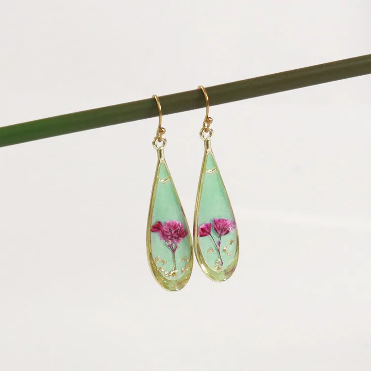 Wholesale 6pcs/pack Herbarium Resin Colorful Dried Flower Earrings
