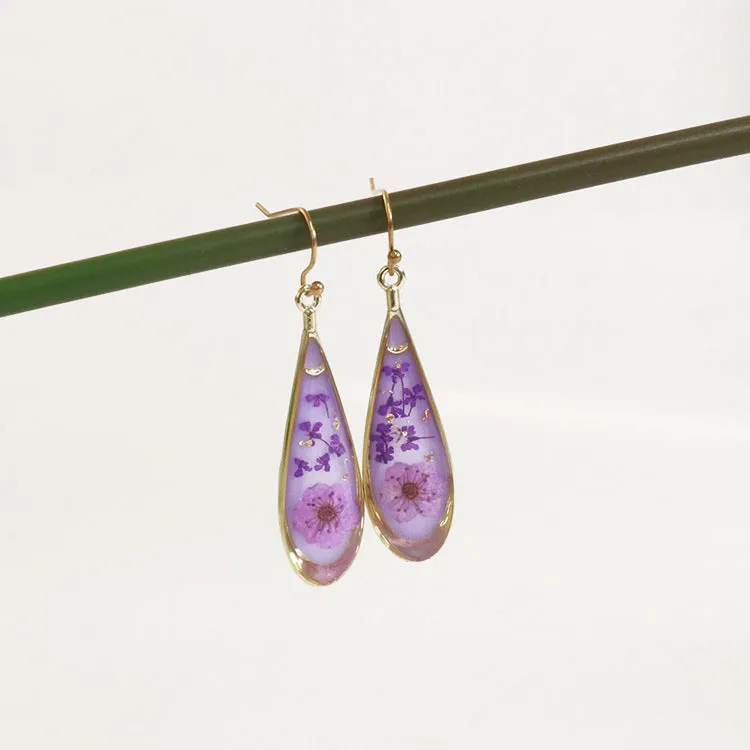 Wholesale 6pcs/pack Herbarium Resin Colorful Dried Flower Earrings