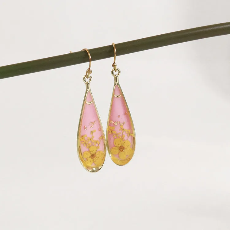 Wholesale 6pcs/pack Herbarium Resin Colorful Dried Flower Earrings