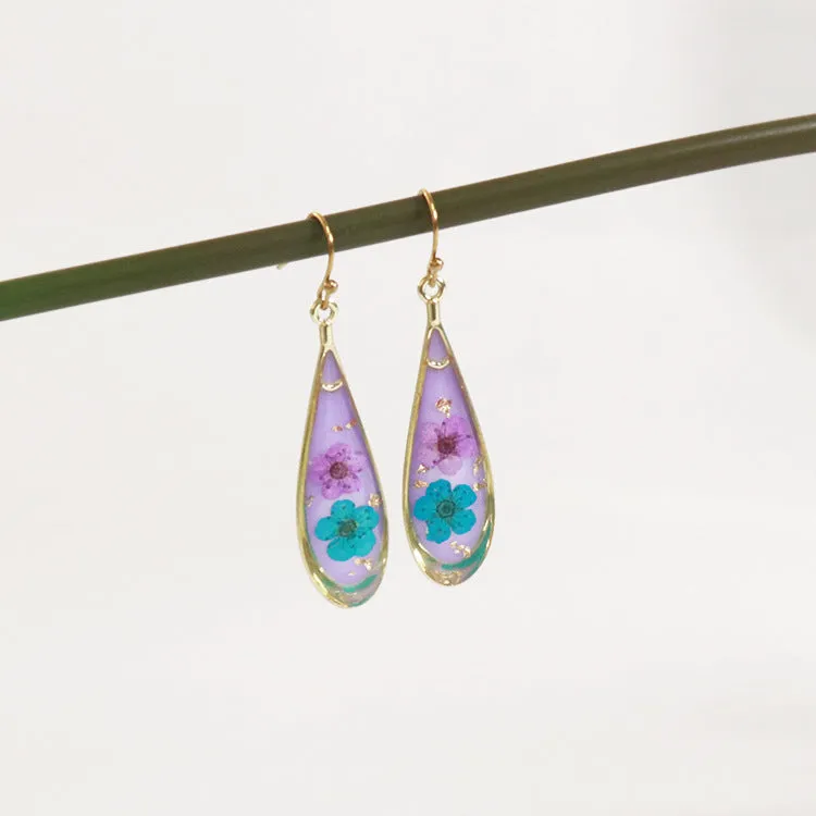 Wholesale 6pcs/pack Herbarium Resin Colorful Dried Flower Earrings