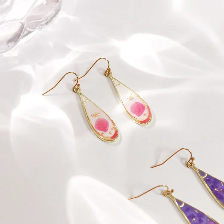 Wholesale 6pcs/pack Herbarium Resin Colorful Dried Flower Earrings