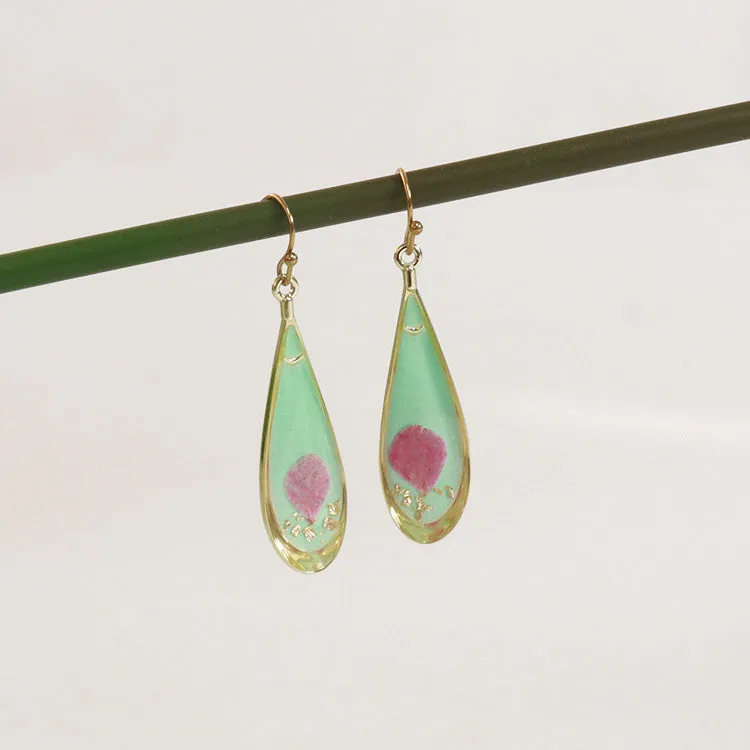 Wholesale 6pcs/pack Herbarium Resin Colorful Dried Flower Earrings
