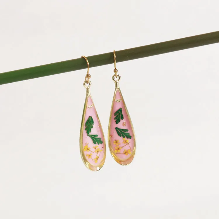 Wholesale 6pcs/pack Herbarium Resin Colorful Dried Flower Earrings