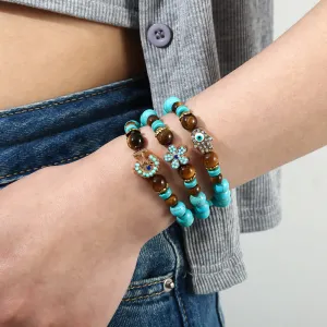 Wholesale 8mm Turquoise Cross Natural Stone Vintage Tiger Eye Stone Hand