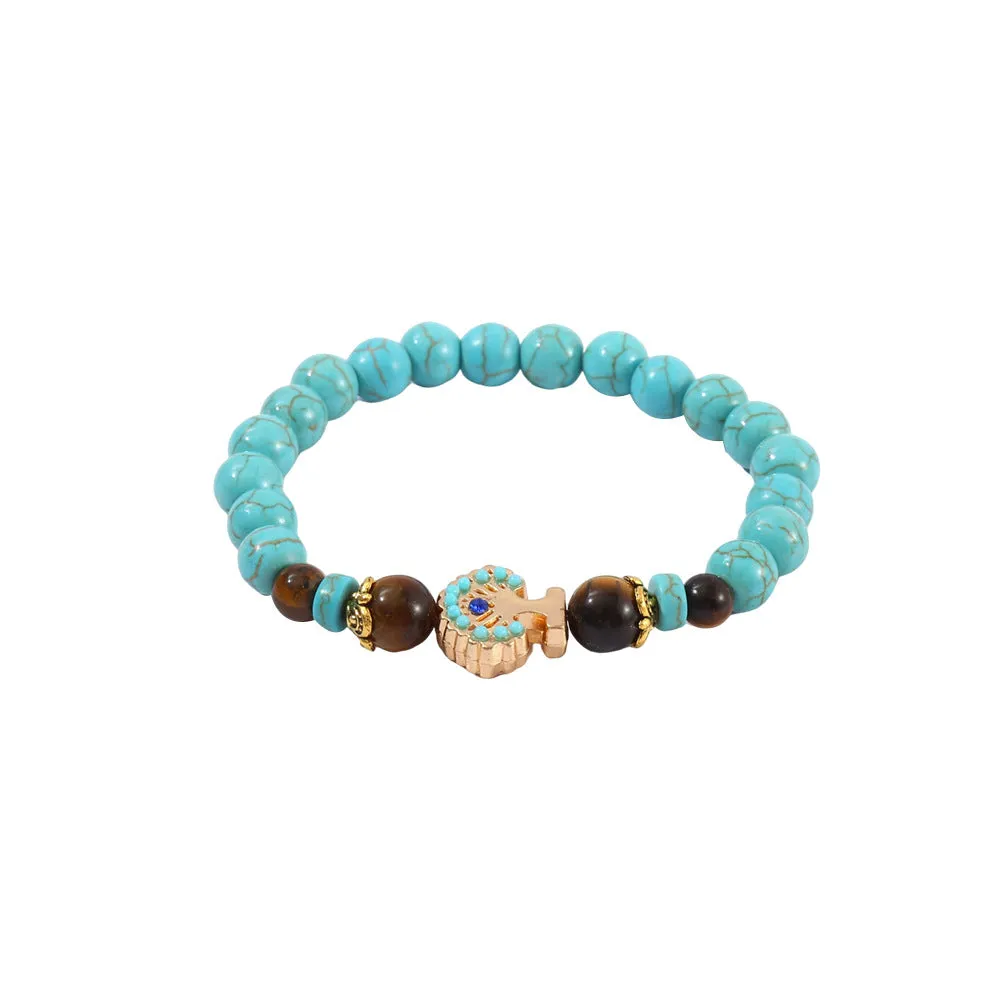 Wholesale 8mm Turquoise Cross Natural Stone Vintage Tiger Eye Stone Hand