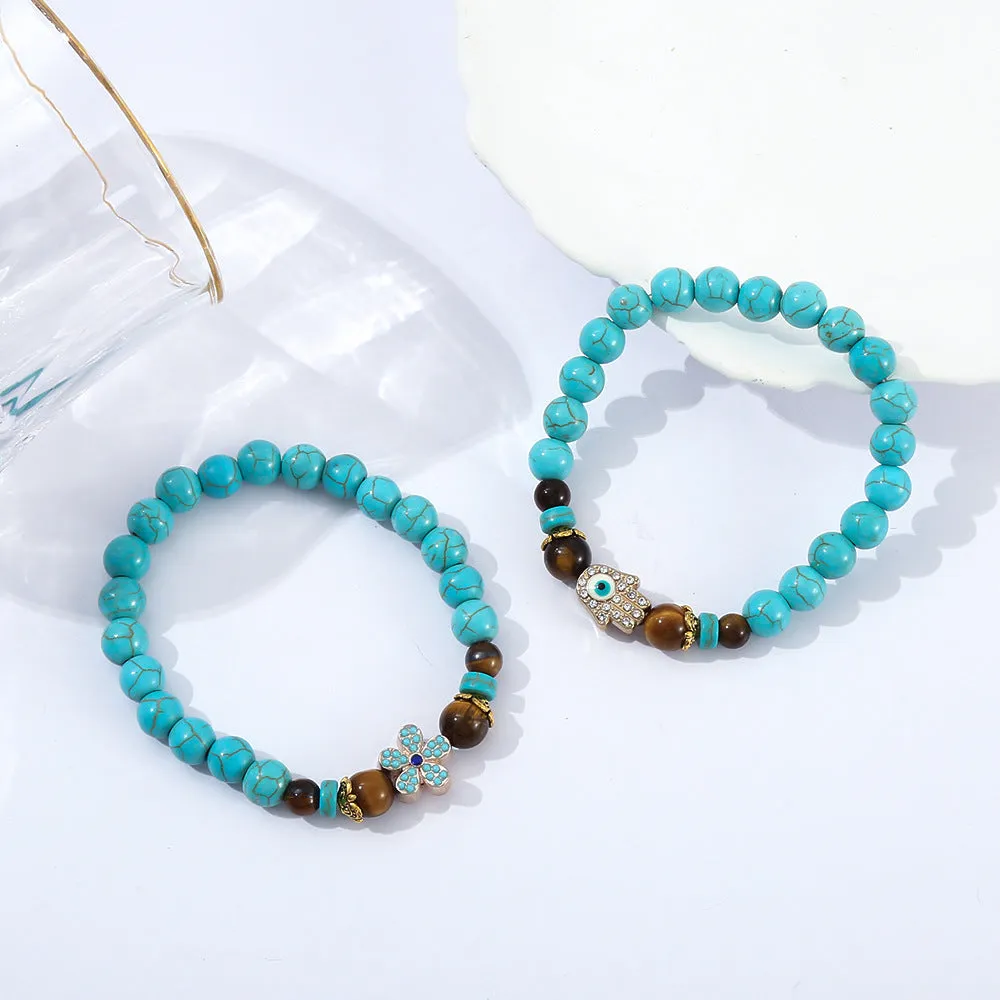Wholesale 8mm Turquoise Cross Natural Stone Vintage Tiger Eye Stone Hand