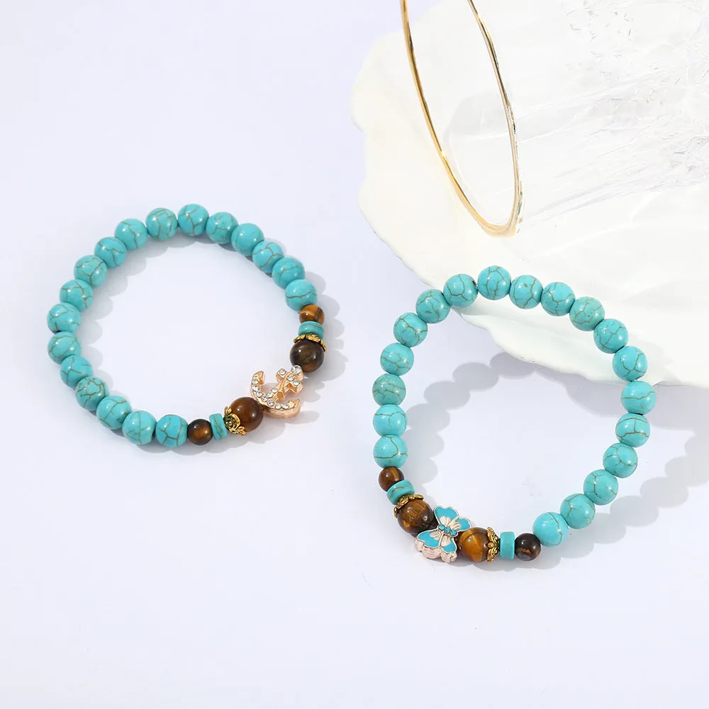 Wholesale 8mm Turquoise Cross Natural Stone Vintage Tiger Eye Stone Hand