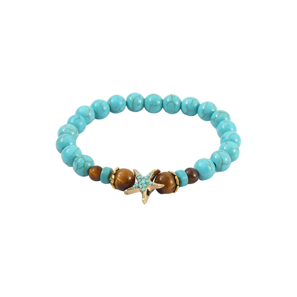 Wholesale 8mm Turquoise Cross Natural Stone Vintage Tiger Eye Stone Hand