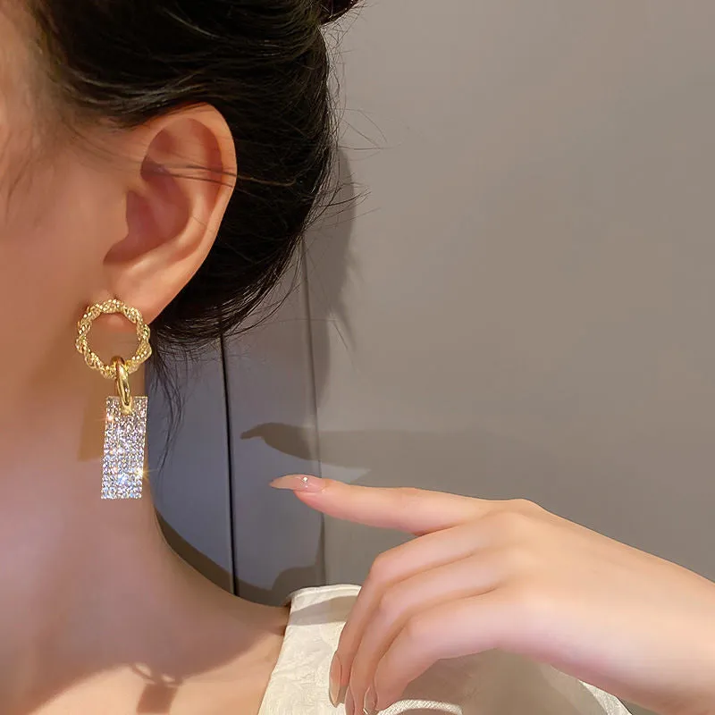 Wholesale 925 Silver Needle Fashion New Personality Trendy Diamond Temperament Earrings