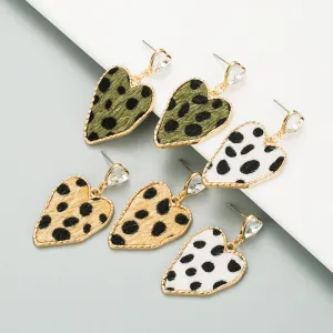 Wholesale 925 Silver Needle Heart Irregular Leopard Print Earrings