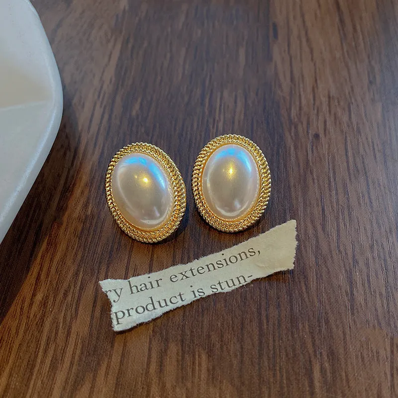 Wholesale 925 silver needle pearl vintage earrings