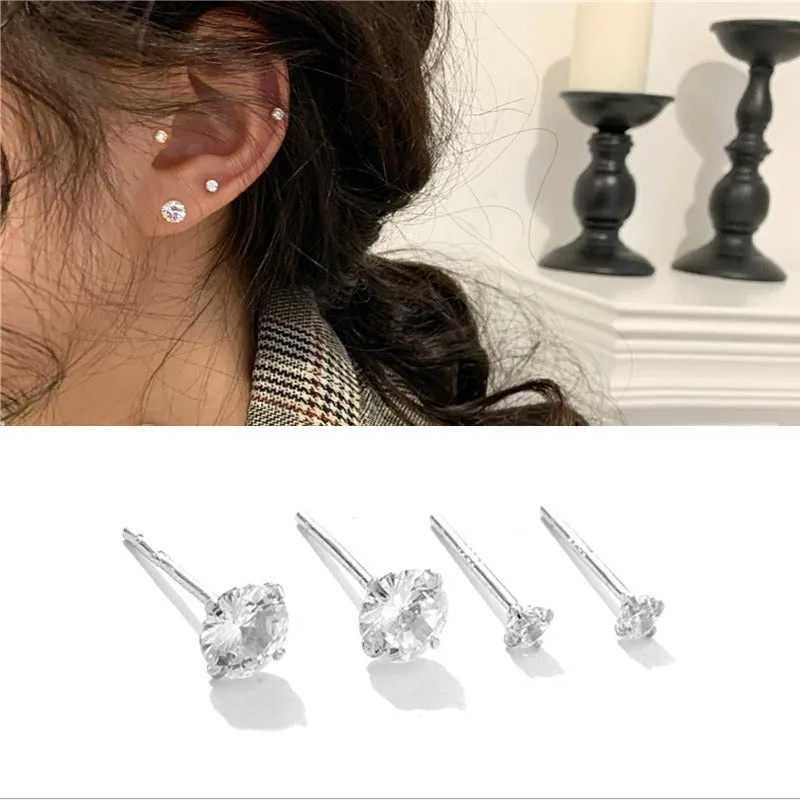 Wholesale 925 Silver Needle Simple Temperament Diamond Studded Small and Personalized Student Earrings