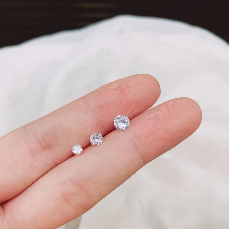 Wholesale 925 Silver Needle Simple Temperament Diamond Studded Small and Personalized Student Earrings
