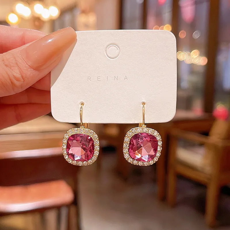 Wholesale 925 Silver Needle Super Sparkling Purple Crystal Alloy Earrings