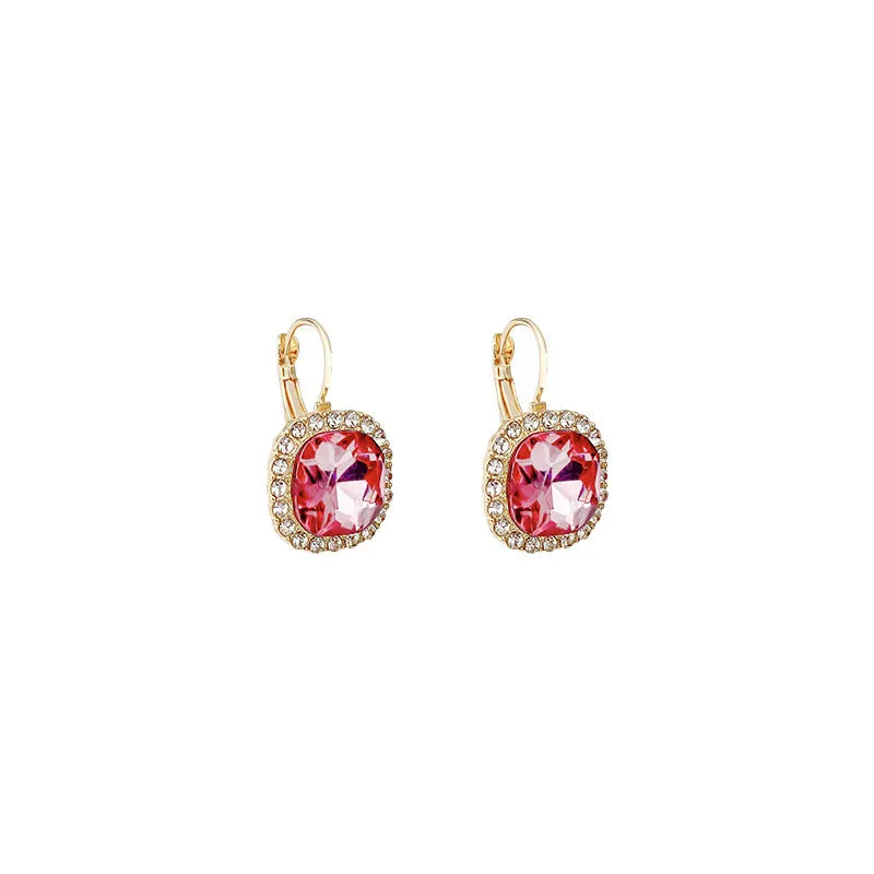 Wholesale 925 Silver Needle Super Sparkling Purple Crystal Alloy Earrings