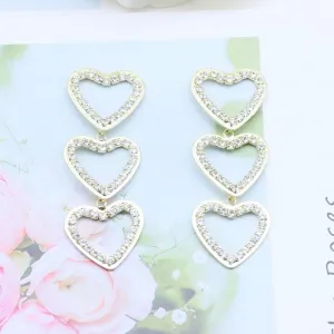Wholesale 925 Silver Needle Sweet Hollow Diamond Love Earrings