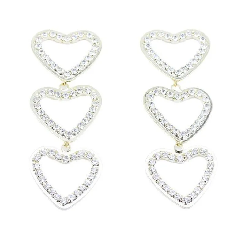 Wholesale 925 Silver Needle Sweet Hollow Diamond Love Earrings