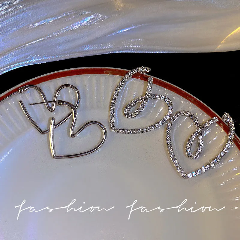 Wholesale 925 Silver Needle with Diamond Heart Alloy Earrings