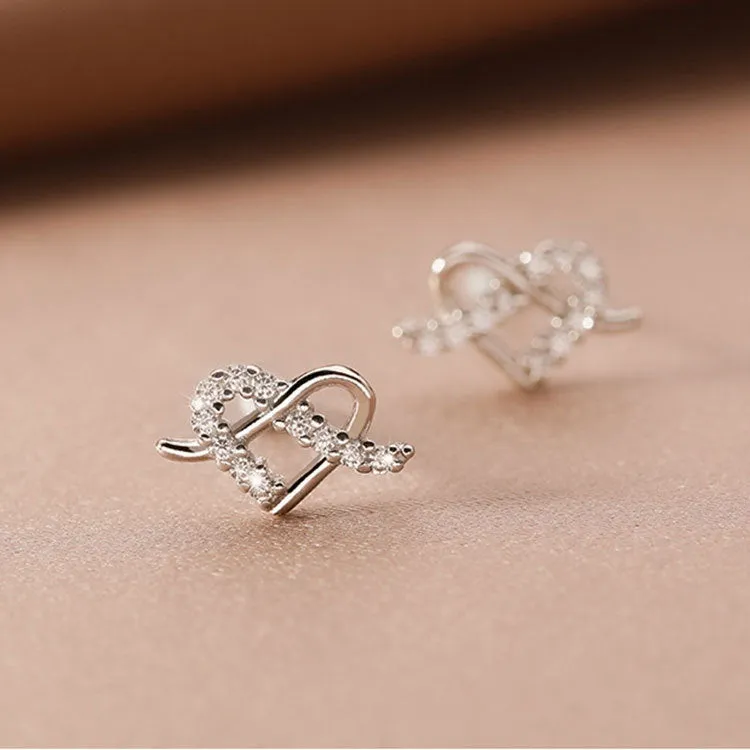 Wholesale 925 Sterling Silver Heart-shaped Zircon Earrings