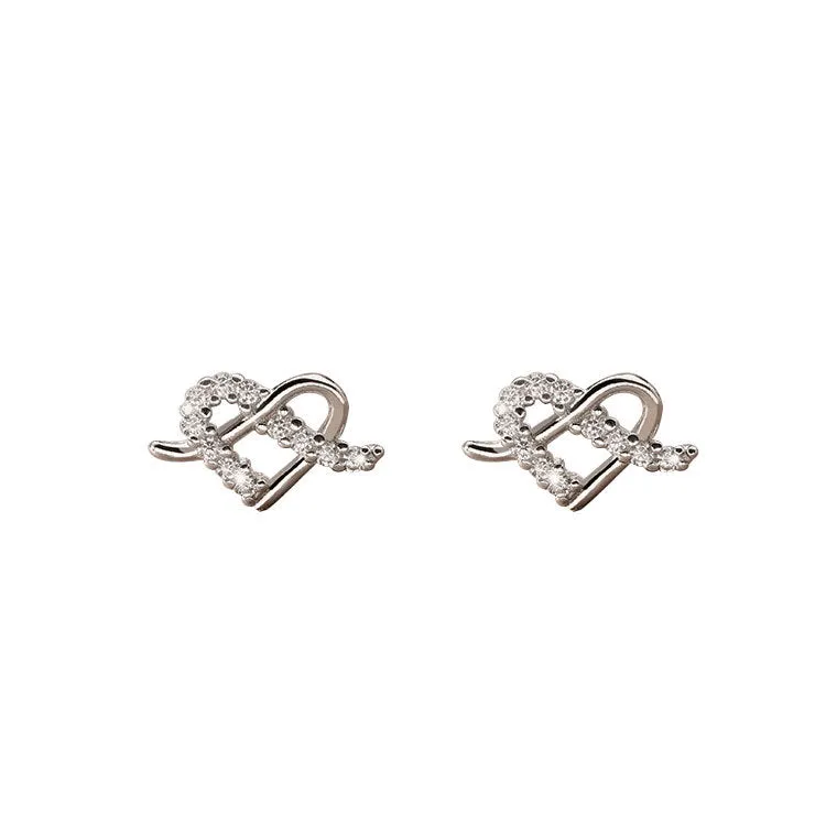 Wholesale 925 Sterling Silver Heart-shaped Zircon Earrings